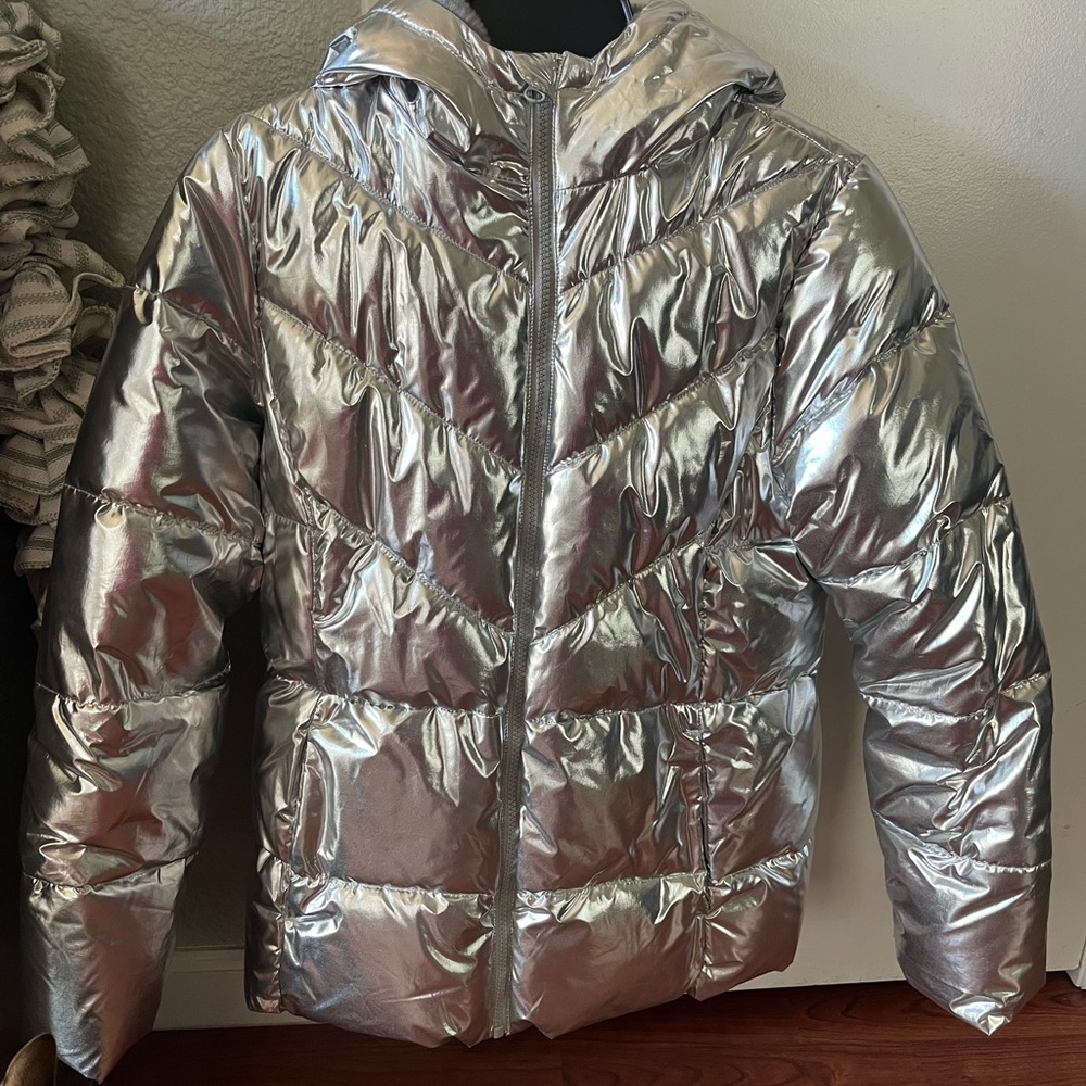 Silver ski and snowboard winter jacket